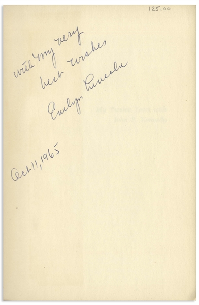 Evelyn Lincoln Signed Copy of Her Book ''My Twelve Years with John F. Kennedy''
